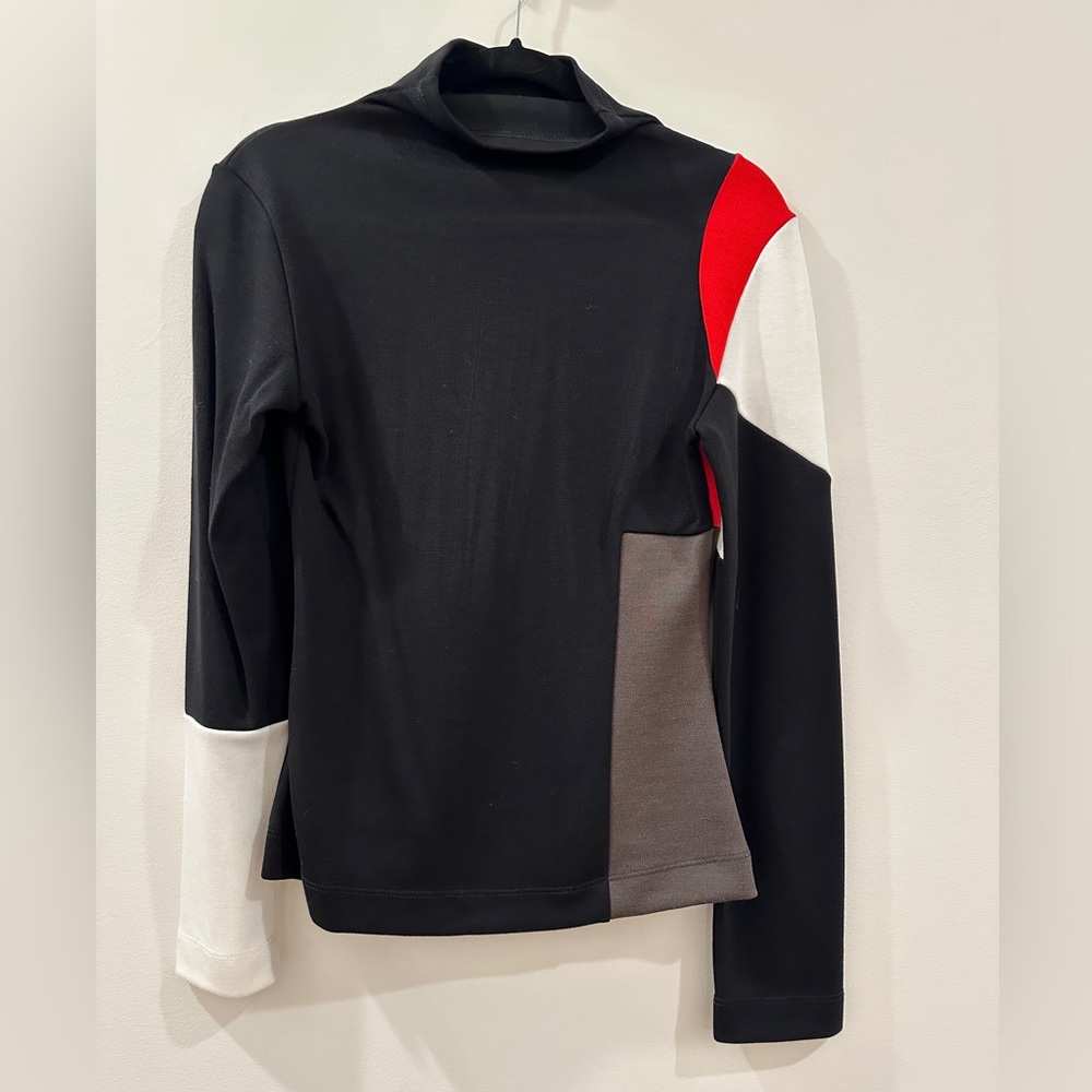LAHIVE Color block wool blend mock neck women’s sweater size XS